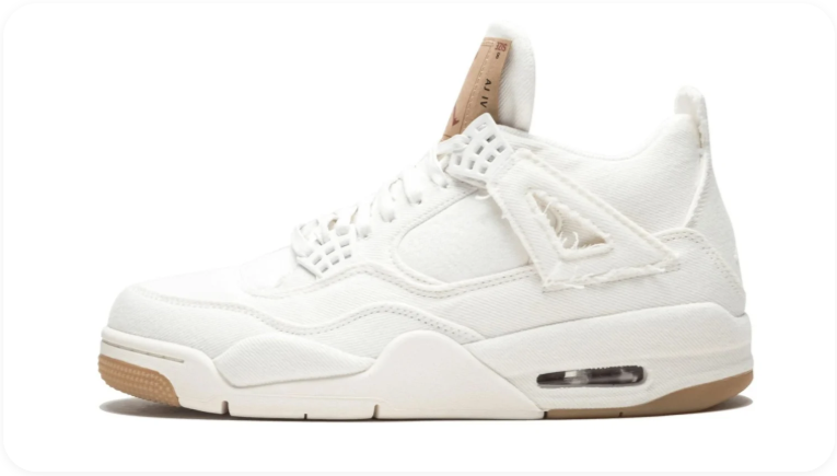 Air Jordan 4 Sneakers – White & Cream with Tan Accents