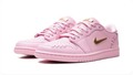 Air Jordan 1 Low Sneakers – Pink with Metallic Gold Swoosh