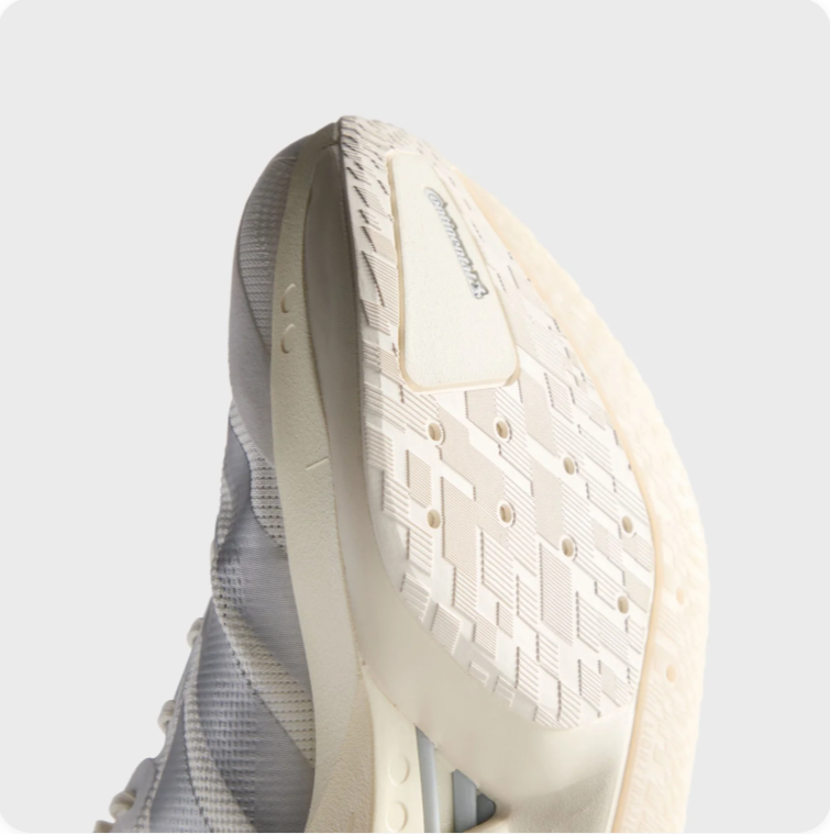 Adidas Running-Style Sneakers – White & Grey with Cream Sole