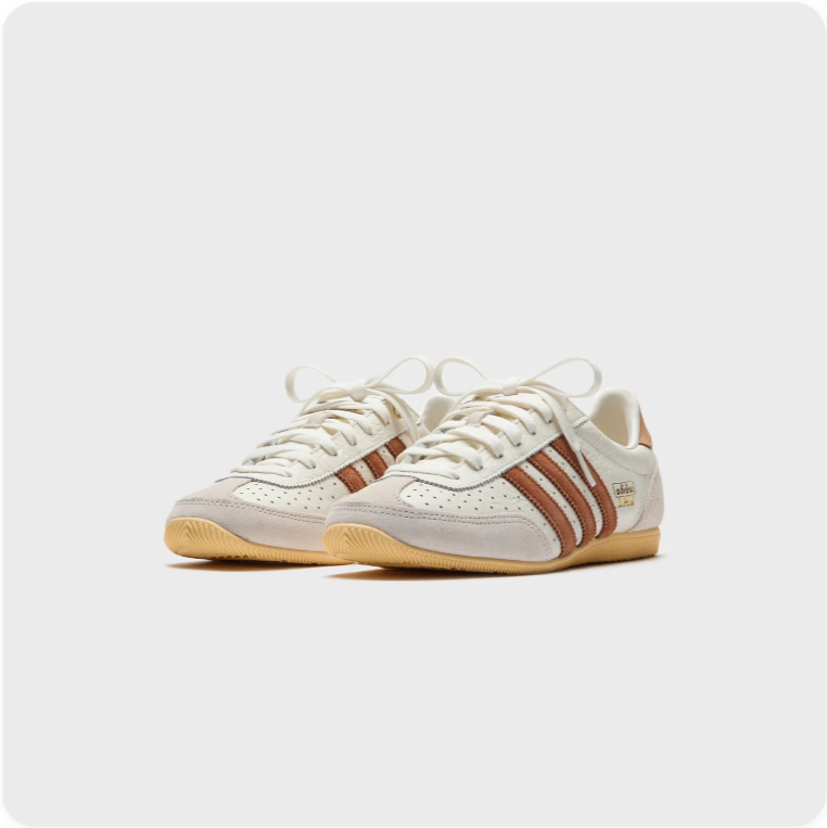 Adidas Japan Low-Top Sneakers – Cream & Brown with Gum-Colored Sole