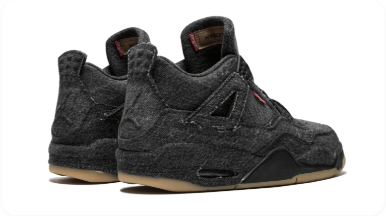 Air Jordan 4 Sneakers – Textured Charcoal & Black with Tan Accents