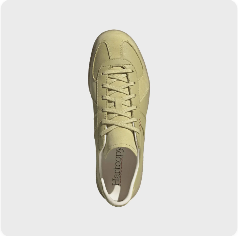 Adidas Light Olive Low-Top Sneakers – Tonal Panels & Gum-Colored Sole
