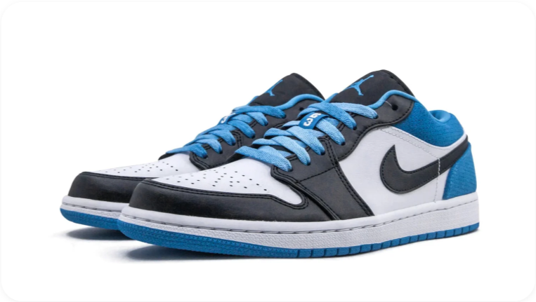 Air Jordan 1 Low Sneakers – Black, White & Bright Blue