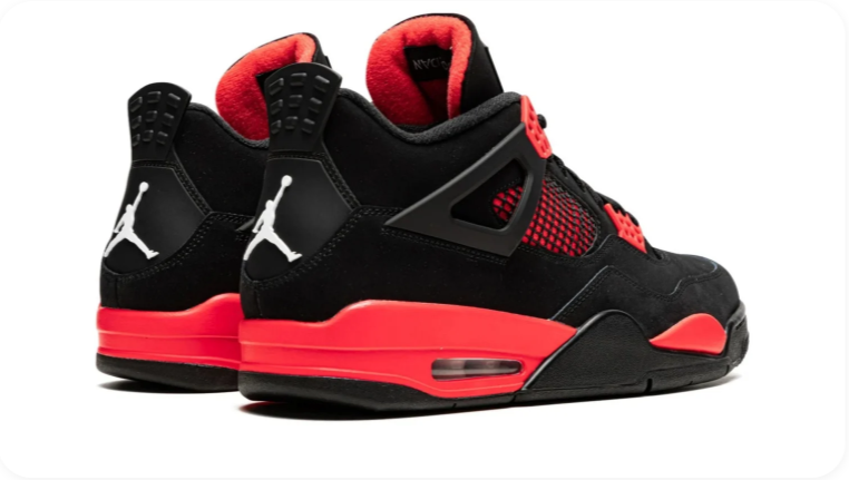 Air Jordan 4 Sneakers – Black & Bright Red