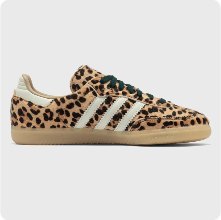 Adidas Low-Top Sneakers – Leopard Print with Cream Stripes
