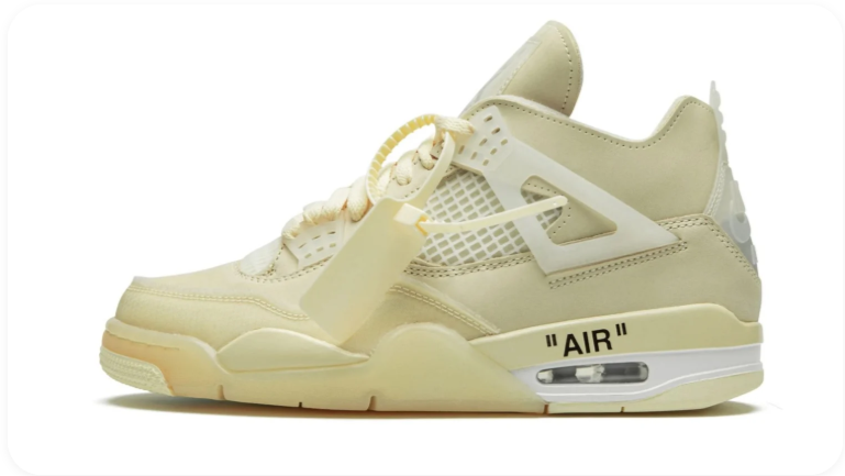 Air Jordan 4 Sneakers – Cream & Sail with "AIR" Detail