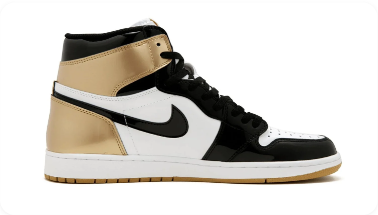 Nike High-Top Sneakers – Black, White & Metallic Gold