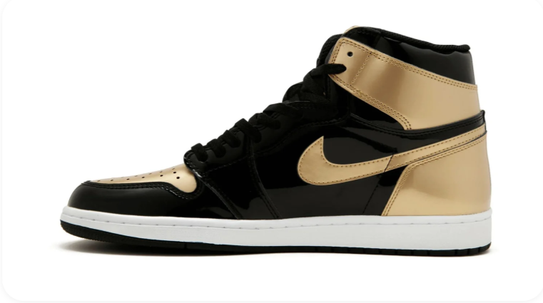Nike High-Top Sneakers – Black, White & Metallic Gold