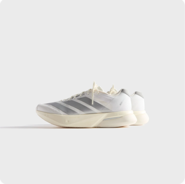 Adidas Running-Style Sneakers – White & Grey with Cream Sole