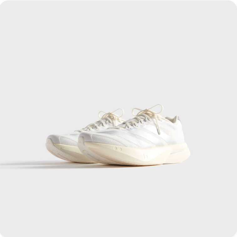 Adidas Running-Style Sneakers – White & Grey with Cream Sole