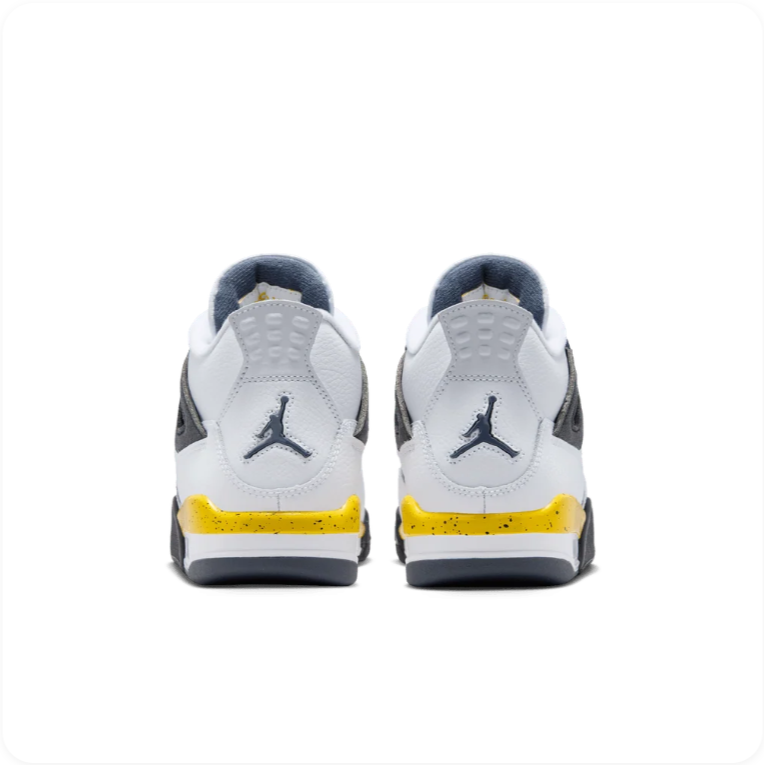 Air Jordan 4 Sneakers – White, Black & Speckled Yellow