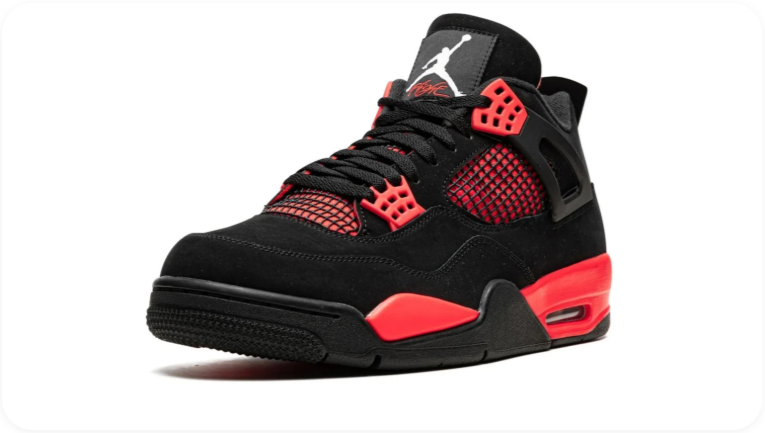 Air Jordan 4 Sneakers – Black & Bright Red