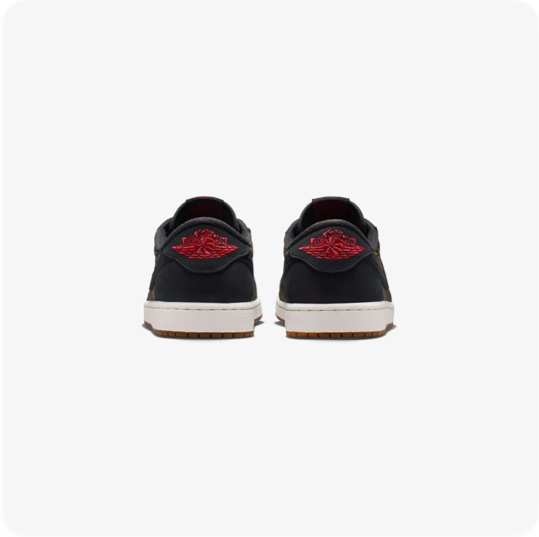 Air Jordan 1 Low-Top Sneakers – Black & Olive Pattern with Gum Outsole